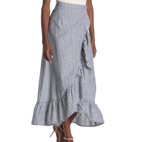 RACHEL Rachel Roy Dresses & Skirts - Blue & White Stipe Wrap Skirt